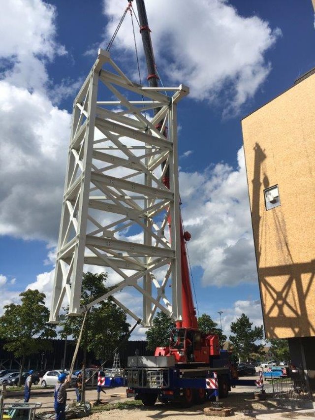 Anfertigen und Montage eines Aussteifungs-Turms in Lossburg, Gewicht 35 Tonnen